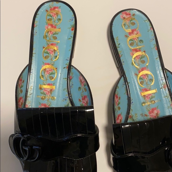 GUCCI Marmont Patent Leather Slipper Mules Slides - Picture 3 of 5